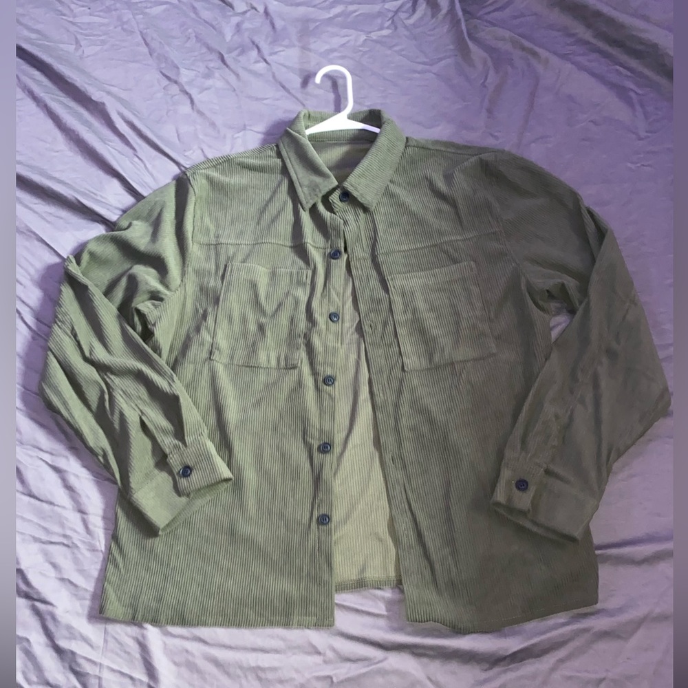 pocket patched corduroy button up